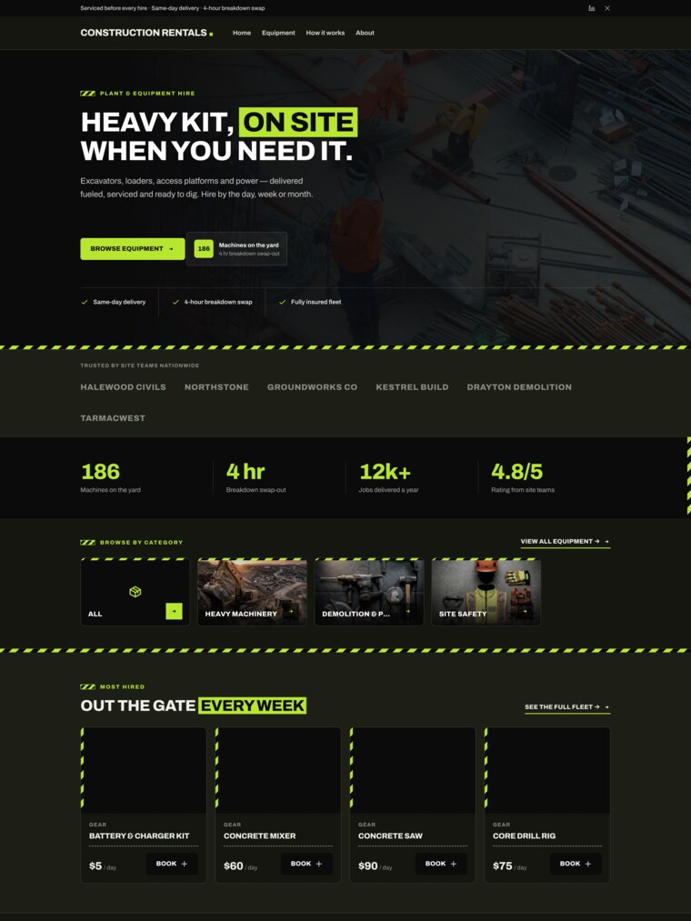 The storefront rendered in the green colour scheme